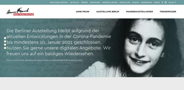 Website zum Anne Frank Zentrum